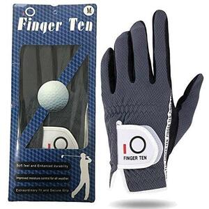1個左手用-グレー_サイズ:23 Finger Ten ゴルフグローブ メンズ 全天候型 1個左手用 /手 滑り止め 柔らかい ゴルフ用