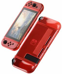 【透明 赤】Nintendo Switch 保護カバー 分体式 軽薄量 汚れ防止 防水 防塵 耐衝撃 着脱簡単 任天堂スイッチ カバー 対応 アクセサリ