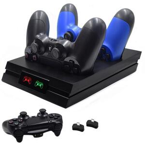 #H4 PS4 コントローラー 充電器 PS4 Pro/PS4 Slim 充電 スタンド PS4 コントローラー 充電2台同時充電可能 充電 LED 指示ランプ付き