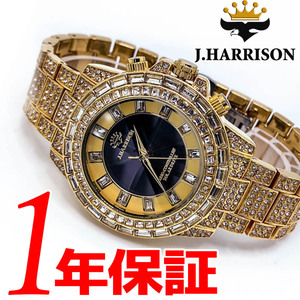 【NEW】【新品正規品】【全国対応の電波ソーラー】ジョン・ハリソン（J.HARRISON) シャニング ソーラー電波ゴールド×ブラックメンズ腕時計