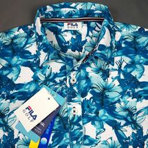 新品 FILA GOLF フィラゴルフ 吸水速乾 ボタニカル ストレッチ ポロシャツ 半袖 抗菌防臭 ゴルフ (サイズ:3L) ブルー_画像3