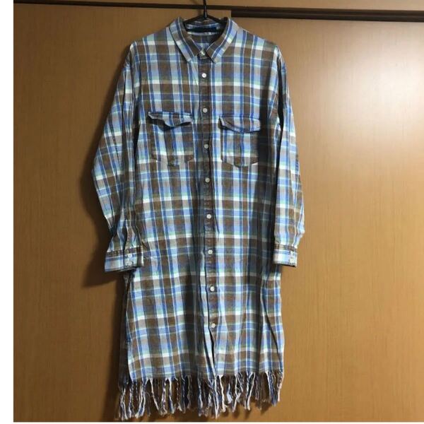 シャツワンピース 長袖シャツ チェックシャツ