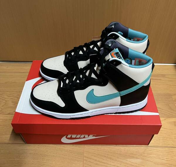 28.0cm 国内正規 Nike Dunk High Retro EMB Pearl White and Washed Teal ダンク ハイ レトロ パールホワイト アンド ウォッシュドティール