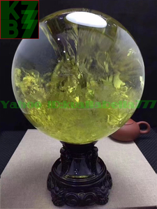 [Выбираемая драгоценный камень] натуральные кристаллические яйца Желтая сферическая сферическая сфера силовая каменная каменная офис Живой внутренний золото