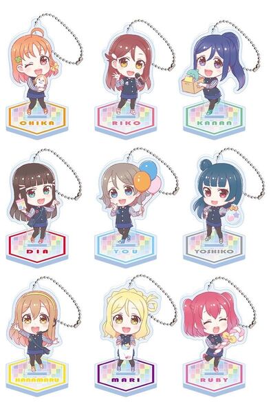 スタンド付きアクリルキーホルダー(Aqours セガ制服デフォルメ)(全9種)