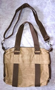 ショルダーバッグ ブラウン ライトブラウン 2way ユニセックス 男女兼用 トートバッグ 大容量 帆布 キャンバストート