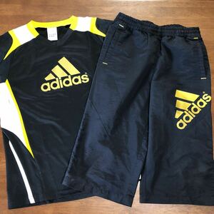 [adidas/ Adidas ] футболка шорты верх и низ 2 шт. комплект 150.140. б/у спорт одежда тренировка 