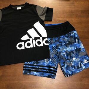 【adidas/アディダス】Tシャツ　ハーフパンツ　上下２枚セット　140㎝　中古　難あり　スポーツウェア　