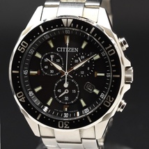 1円 ◇ 稼働品 極美品 CITIZEN シチズン 腕時計 エコドライブ H-500S064538 メンズ ステンレス アナログ ソーラー ブラック文字盤◇_画像1