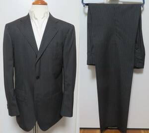 # new goods [ Ships /SHIPS] finest quality suit made in Japan wool tea stripe 52(XL) #1