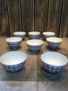 昭和レトロ　時代物　骨董品　長期保管品　湯茶碗　8点セット　アンティーク　ヴィンテージ　　蔵出し