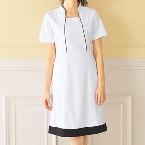★ 新品 LL アンフェミエ製 エステサロン ビューティウェア スタンドネックストレッチ ユニフォーム ワンピース制服 ★半袖ワンピース