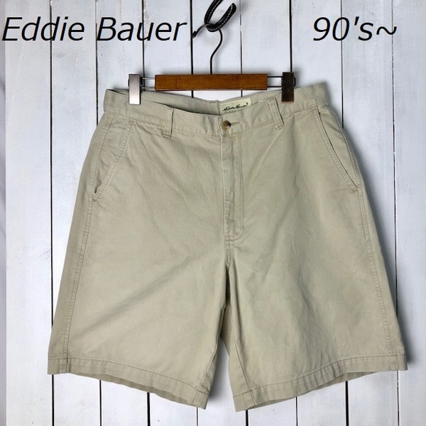 90s～ Eddie Bauer クラシック チノハーフパンツ 33 オールド ヴィンテージ エディーバウアー 春夏 ショートパンツ ショーツ ●100