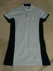 adabat Adabat # white black border pattern One-piece | tunic | Golf wear UV cut . water speed . lady's 38 size made in Japan 