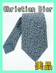 ★美品★ Christian Dior クリスチャン ディオール ネクタイ 総柄 花 シルク 絹 メンズ スーツ シャツ ビジネス パーティ タイピン カフス