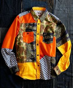 大幅値下げ！　これからの季節におすすめ　FDMTL BORO PATCHWORK SHIRT カモフラ