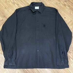 50s Van Hausenオープンカラー シャツ 黒 100%コットン　レーヨン　ブラック　ビンテージ　ボックスシルエット　USA製