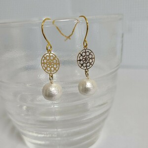 ハンドメイド＊コットンパールピアス88