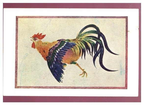 10917 युद्ध पूर्व चित्र पोस्टकार्ड नए साल का कार्ड नर मुर्गे का चित्र, एंटीक, संग्रह, विविध वस्तुएं, चित्र पोस्टकार्ड