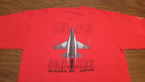 【USAF】13th FS Panthers 米空軍三沢基地 F-16C Tシャツ サイズM パシフィックエアフォース MISAWA AIR BASE　コットン100％、赤