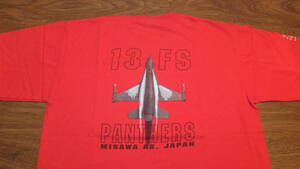 【USAF】13th FS Panthers 米空軍三沢基地 F-16C Tシャツ サイズM パシフィックエアフォース MISAWA AIR BASE　コットン100％、赤