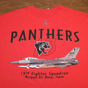 【USAF】13th FS Panthers 米空軍三沢基地 F-16C Tシャツ サイズXL パシフィックエアフォース MISAWA AIR BASE 赤の画像1