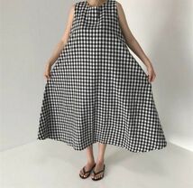 マキシワンピース シャツワンピース ワンピース ロングワンピ レディース 夏 マキシワンピース チュニック ノースリーブ 夏服 チェック_画像5