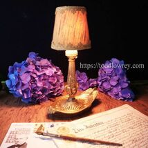【白鳥が羽を休める手燭のともしび】フランス アンティーク テーブルランプ 照明 シェード付◆Antique Brass Swan Table Lamp with Shade◆_画像1