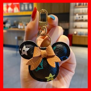 くまキーホルダー マウスキーホルダー クマキーホルダー キーリング ノーブランド 並行輸入品 モノグラム柄 ブラック 黒