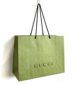 美品 Gucci グッチ 紙袋 W48cm 少し大きめ ショッパー 緑 型押し ボタニカル ロゴ入り 袋 P701