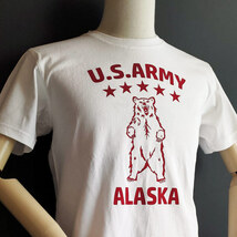 極厚 スーパーヘビーウェイト ミリタリー Tシャツ XL 米陸軍アラスカ US.ARMY 白 ホワイト 赤_画像3