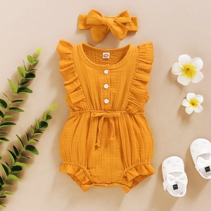  kind feel of l100% cotton. orange rompers ribbon attaching new goods unused free shipping same day shipping 