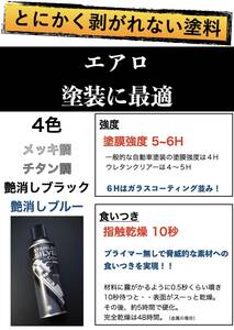 エアロ塗装に最適！とにかく剥がれない スプレー 塗料 ４色（メッキ調/チタン調/艶消しブラック/艶消しブルー）徳用4本セット(送料1本分)