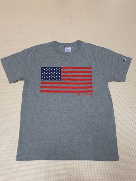 ☆中古☆チャンピオン☆champion☆国旗柄☆半袖Tシャツ☆グレー☆メンズS☆