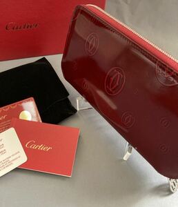 Cartier カルティエ 長財布 ハッピーバースデー ボルドー 型押し加工 ラウンドファスナー