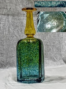 北欧スウェーデン Kosta Boda Bertil Vallien Antikva シリーズ ガラス ベース 花瓶 置物 高15㎝ オブジェ サイン番号有 箱無 コレクション