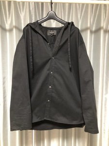 AIVER OVERSIZED フードシャツ 黒 オーバーサイズ BIGシルエット