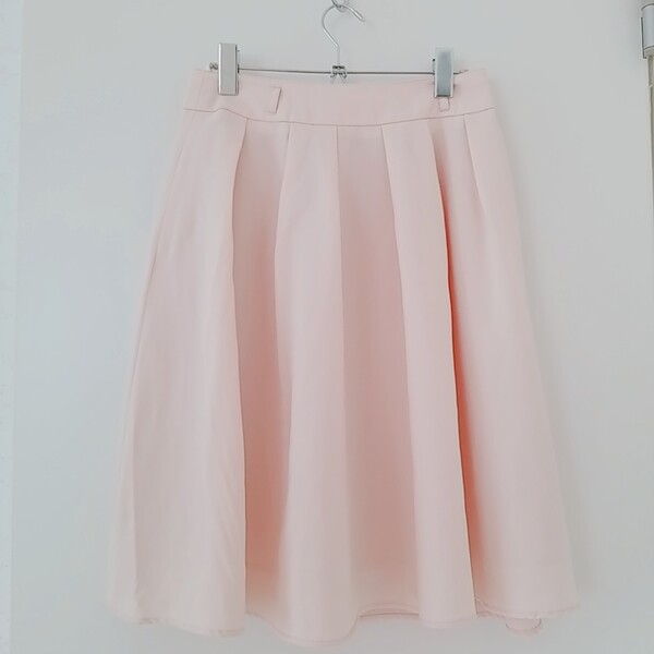 ピンク シフォン上品フレアスカート~L