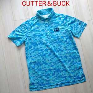 新品に近い CUTTER＆BUCK 総柄 ポロシャツ L メンズ 半袖シャツ カーターアンドバック ゴルフ デサント 美品
