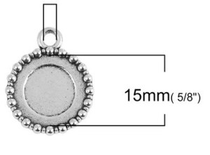 ミール皿（1個入）レジンセッティングプレート金具パーツ カボション台座石座プレート23mm×19mm