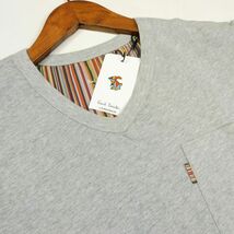 B1584 新品 正規品★ポールスミス Paul Smith★L グレー マルチストライプ Vネック Ｔシャツ マルチ& ロゴタグ 半袖カットソー メンズ Q1_画像9