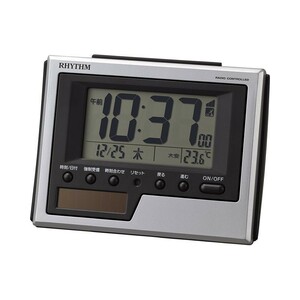 RHYTHM 電波目覚し時計 8RZ215SR19 フィットウェーブソーラーD215 デジタル 温度計 カレンダー リズム時計工業
