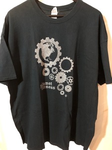 大きいサイズ★USA古着 機械モチーフプリントTシャツ Planet Fitness 黒7 ブラック Gildan 2XL