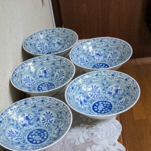 お蔵出しの品。有田焼 高峰窯元 大きな丼 5個のセット 未使用