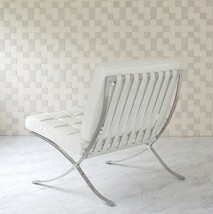 バルセロナチェア ミースファンデルローエ 総本革イタリアンレザー仕様 ホワイト BARCELONA Chair デザイナーズ リプロダクト_画像6