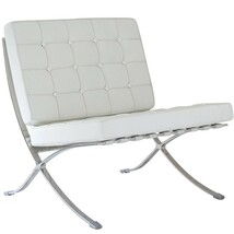 バルセロナチェア ミースファンデルローエ 総本革イタリアンレザー仕様 ホワイト BARCELONA Chair デザイナーズ リプロダクト_画像1
