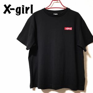 エックスガール 美品 ボックスロゴ フォトプリントTシャツ 半袖 ブラック X-girl 
