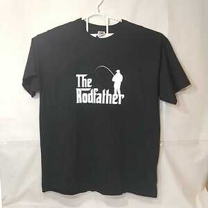zcl-04♪アメリカ古着フルーツオブフラワー製The ROD Fatherプリントロゴ Tシャツ USサイズ－XL ブラック 