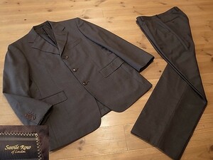 美品 Savile Row サヴィルロウ Britannia イングランド生地 シングル スーツ セットアップ 3釦 ジャケット & 1タック スラックス L相当