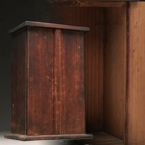HV909 時代物 木造 片側開 角形厨子 高24cm 重450g・片側開木製角厨子・木雕佛龕 仏像用具 仏教美術